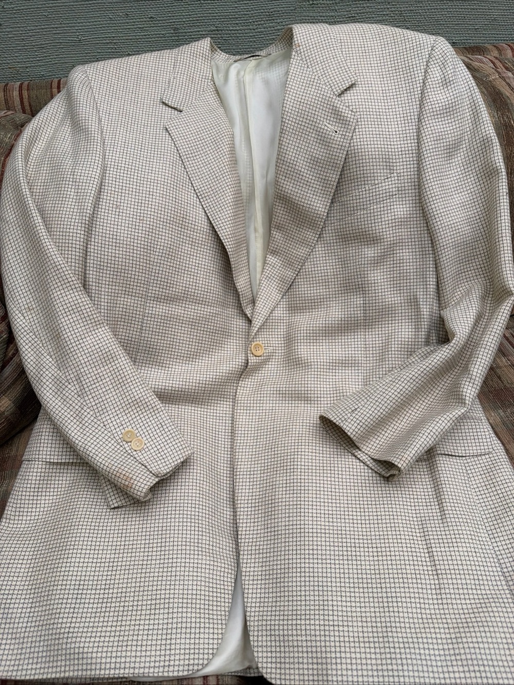 Canali Cream and Brown Checked Sport Coat